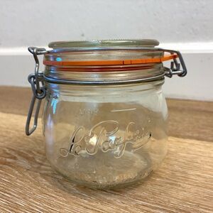 Le Parfait Super Vintage Glass Jar Clamp Lid France 4.5” Storage Canister